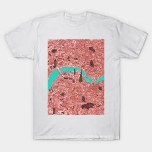 Super Cool Red London map T-Shirt